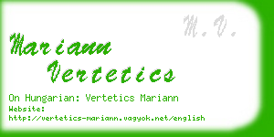 mariann vertetics business card